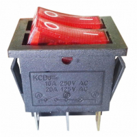 Выключатель прямоугольный двухклавишный 26*31мм, 15А, 2 положения, с сигнальной лампой, 250В, 66135