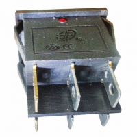 Выключатель прямоугольный двухклавишный 26*31мм, 15А, 2 положения, с сигнальной лампой, 250В, 66135