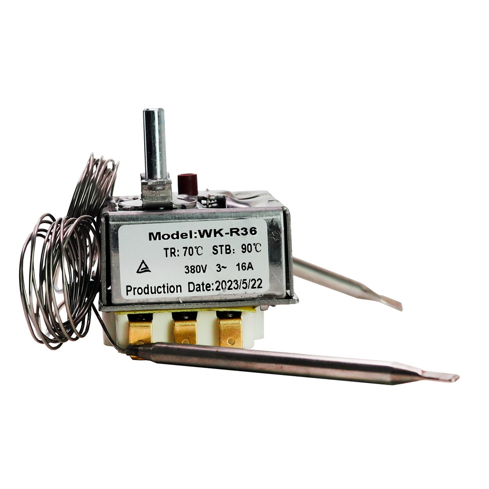 Термостат регулируемый защитный для водонагревателя Ariston, Thermex 150, 200, 300л 16А/20A до 70°С/90°С два капилляра, трехфазный, 100390 Термостат регулируемый защитный для водонагревателя Ariston, Thermex 150, 200, 300л 16А/20A до 70°С/90°С два капилляра, трехфазный, 100390